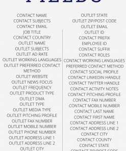 media contacts database column headings and fields